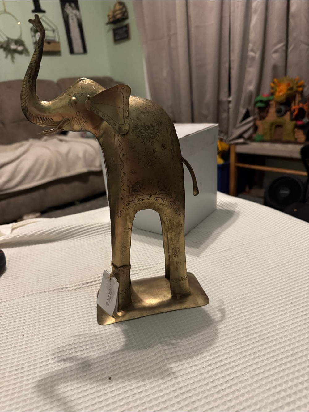 Brass Color Elephant Figurine Home Accent - Gold MCM. NWT